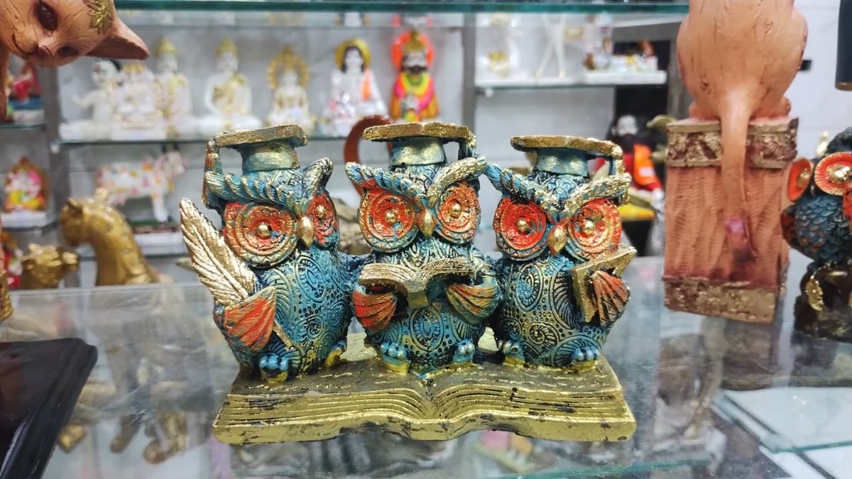 Owl Trio Book Decor Showpiece--6 inch 