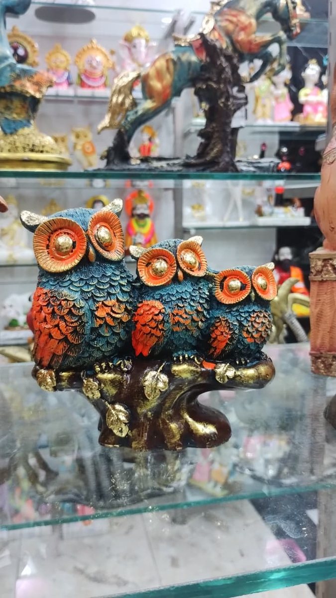Triple Owl Family Showpiece--6 inch 