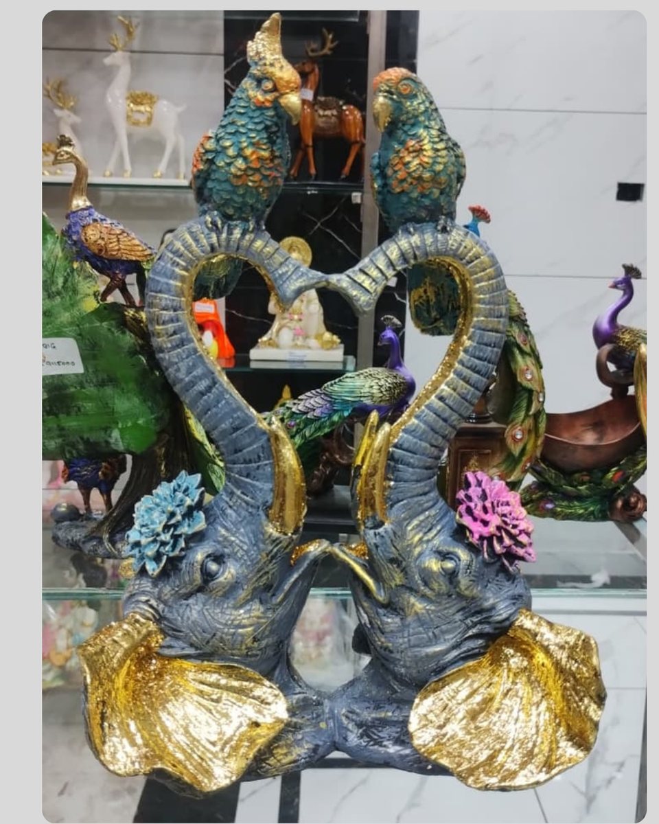 Peacock & Elephant Pair-- 14 inch 