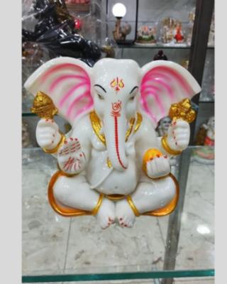 Pink & White Ganesha Idol -- 9 Inch  