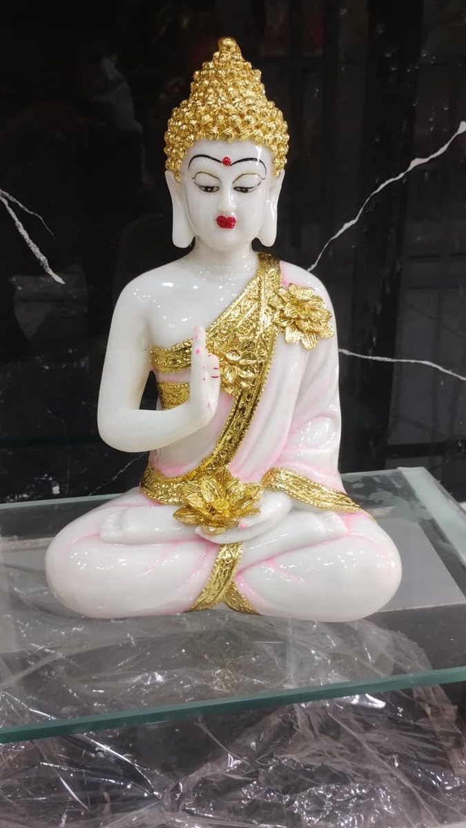 MARBLE BUDDHA IDOL - 12 INCHES