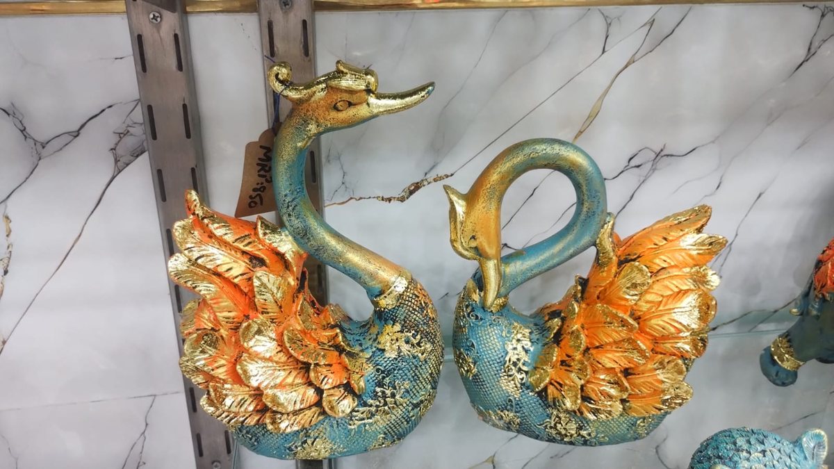 Peacock Swan Couple Showpiece--10/13 inch 