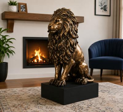 Lion Sitting Pedestal Sculpture