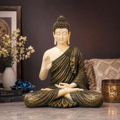 Ivory & Antique Green Buddha Showpiece
