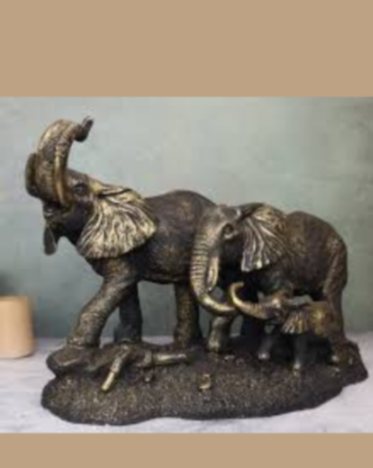 Resin Elephant Family Statue