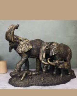 Resin Elephant Family Statue