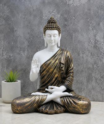 White & Antique Gold Buddha Showpiece