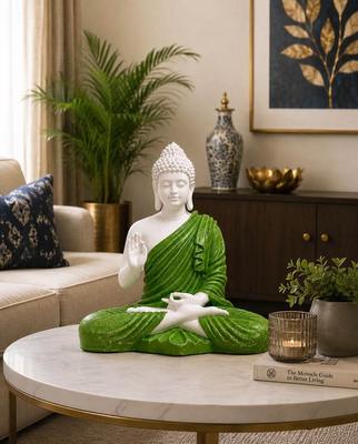 Green Meditating Buddha Statue